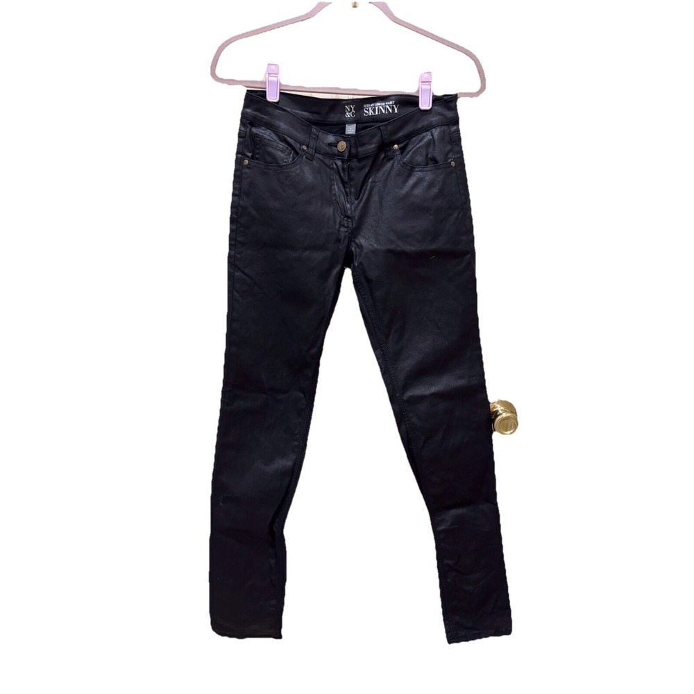 NY&C Black Denim  Shiny Jeans Women's Skinny Size 2  31" Inseam Excellent Cond.